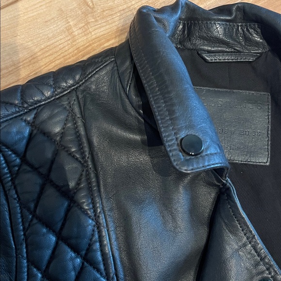 All Saints Black Leather Jacket, size 6 - Picture 7 of 8